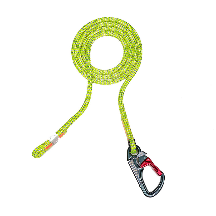 Active slide of Rope Logic's 8ft 11.5mm Lava Surge Lanyard with ISC Snap