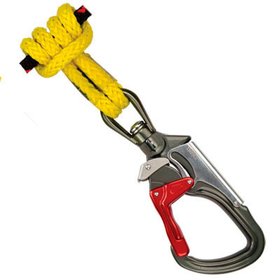 Active slide of Rope Logic's 3/8in 12 Strand Prusik 22in Swivel ALuminum Snap