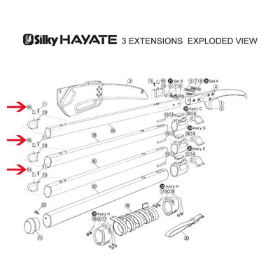 Active slide of Silky stopper Button For ALL HAYAUCHI & HAYATE Pole Saws