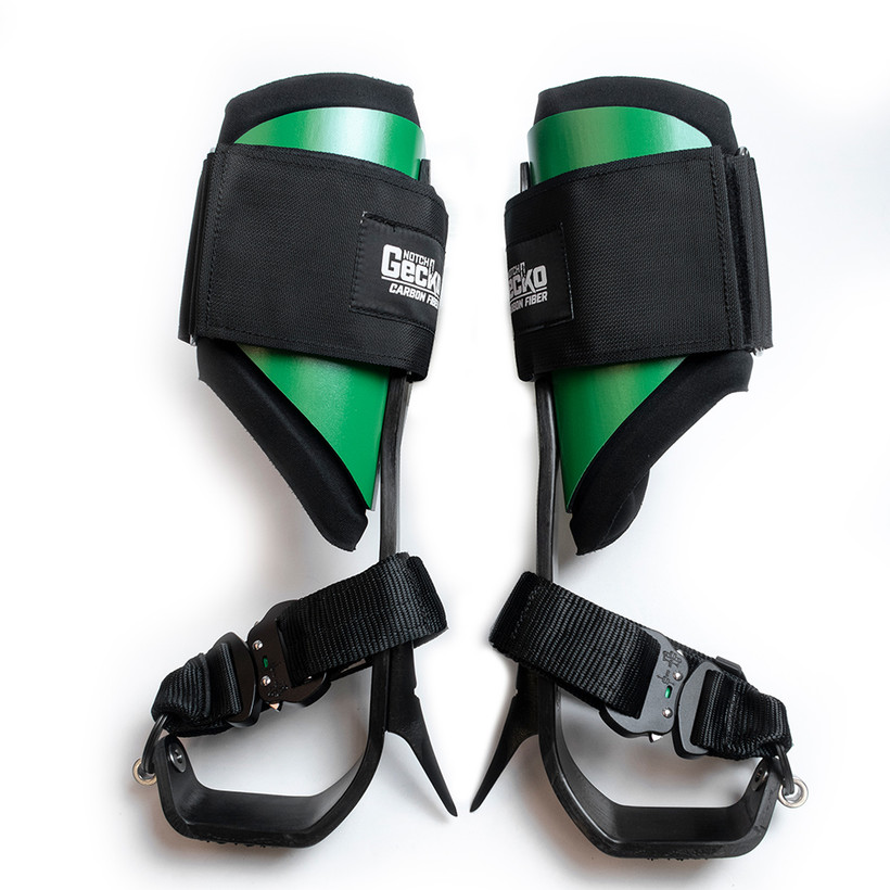 Active slide of Notch Gecko® Carbon Fiber Climbers (Tree Gaffs) with straps