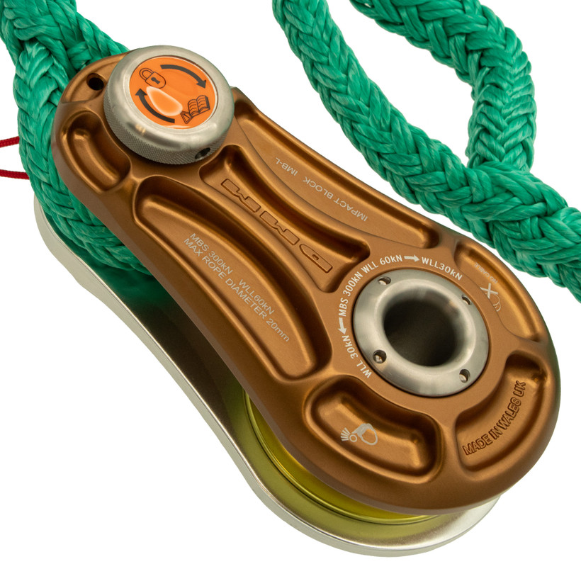 Active slide of DMM Large Impact Rigging Block and Sling Combo