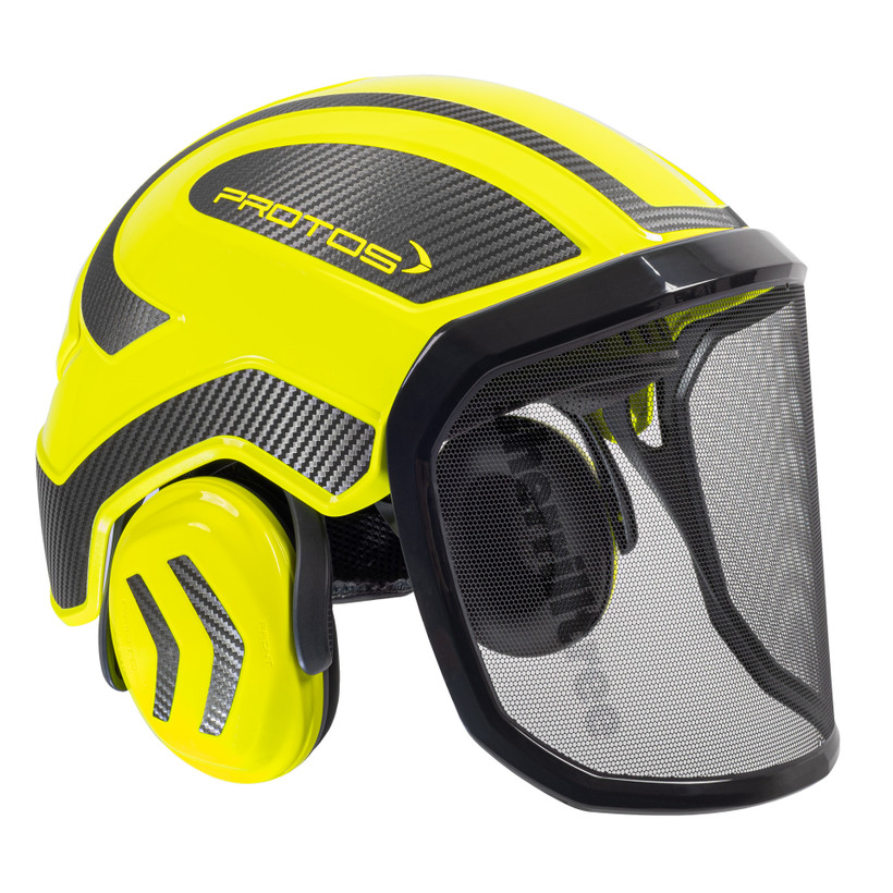 Active slide of Protos Arborist Helmet System - Neon Yellow & Carbon