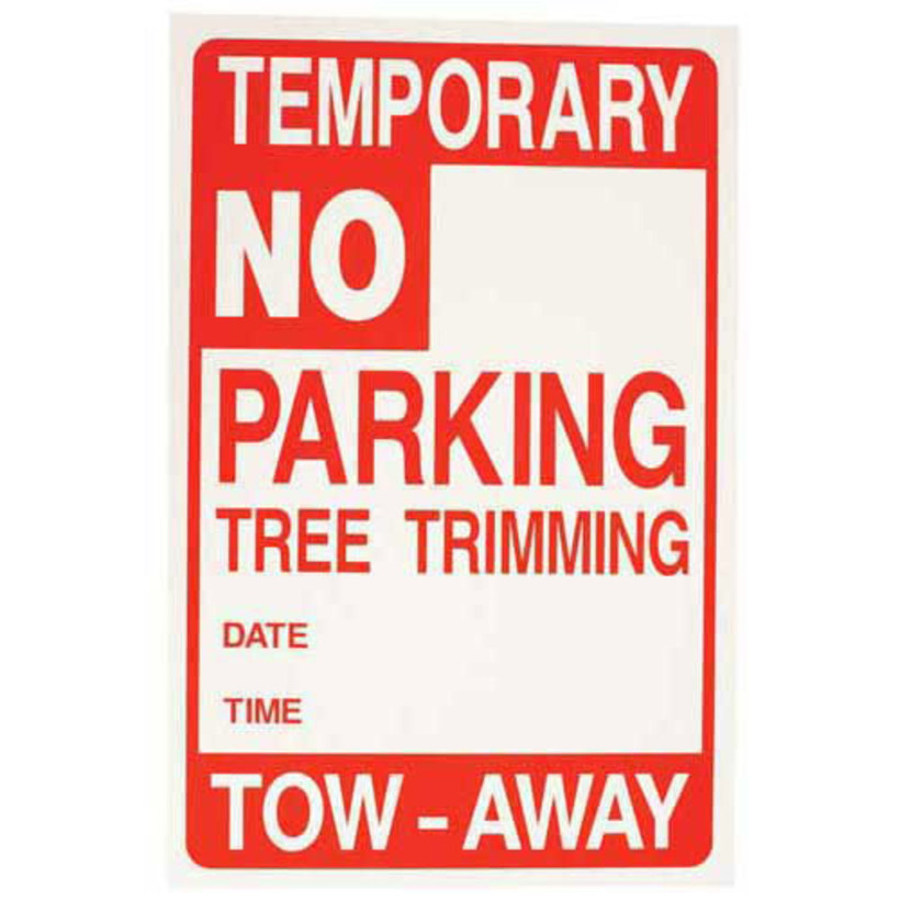 Active slide of Disposable NO PARKING TREE TRIMMING Sign 17-1/2