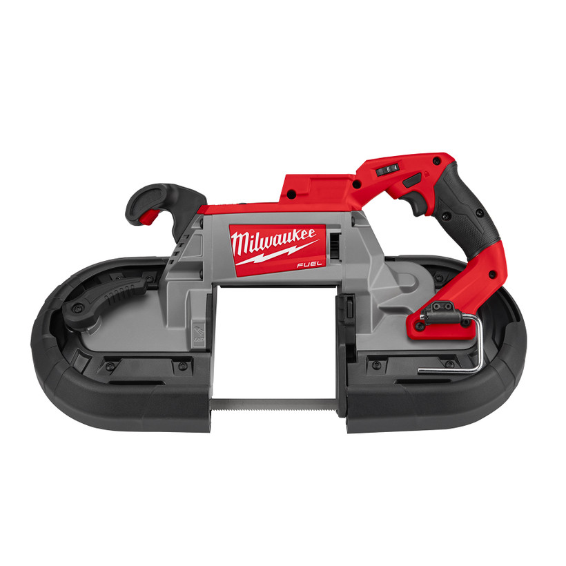 Active slide of Milwaukee M18 FUEL Deep Cut Dual-Trigger Band Saw