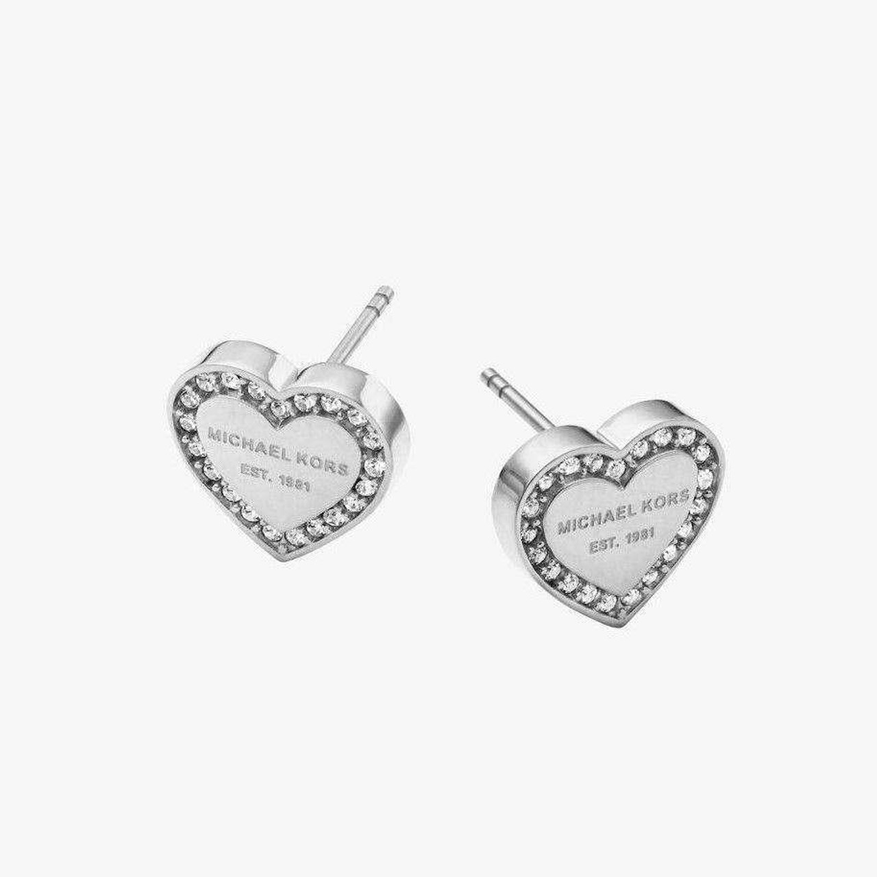 GetUSCart- Michael Kors Rose Gold Tone Signature Heart Stud Earrings