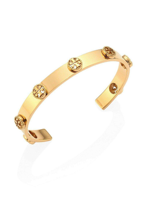 Tory Burch Milgrain Gold Logo Cuff Bracelet