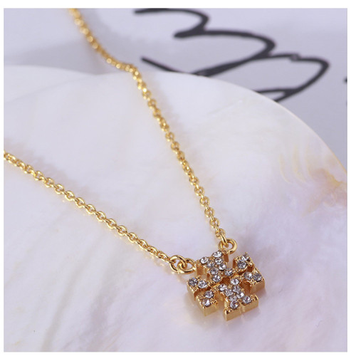 Tory Burch Kira Crystal Pendant Necklace - Gold