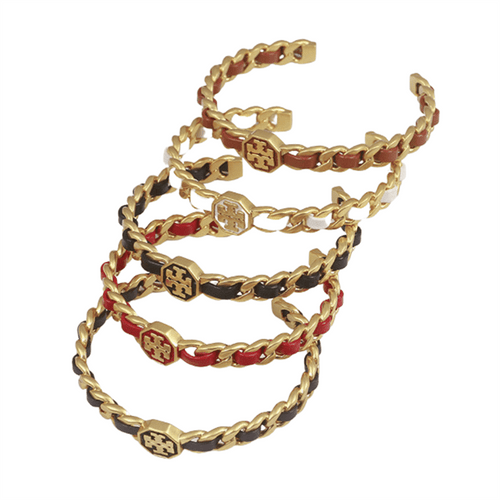 Tory Burch Leather Rope Cuff Bracelet - Black, White, Red, Cocoa, Brown