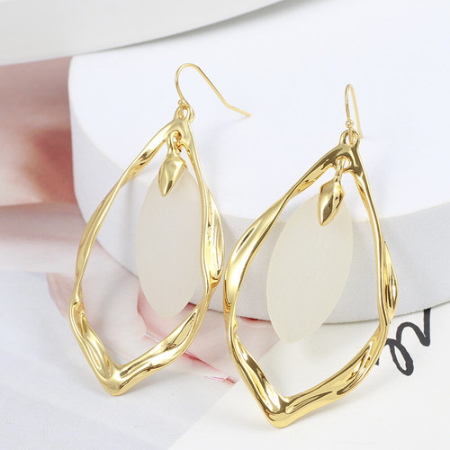 Alexis Bittar Gold Crumpled Clear Drop Earrings - French Hook, Clip on