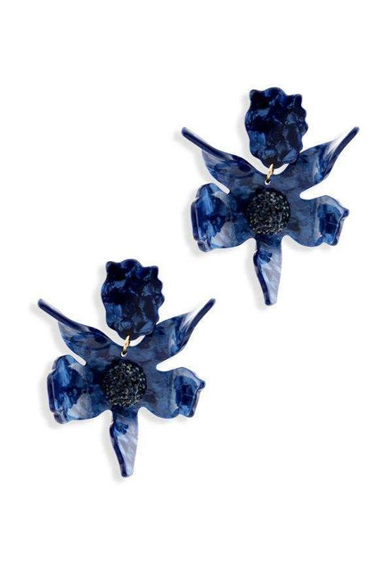 Lele Sadoughi Blue Lily Crystal Clip-on Earrings Luxe Galaxy