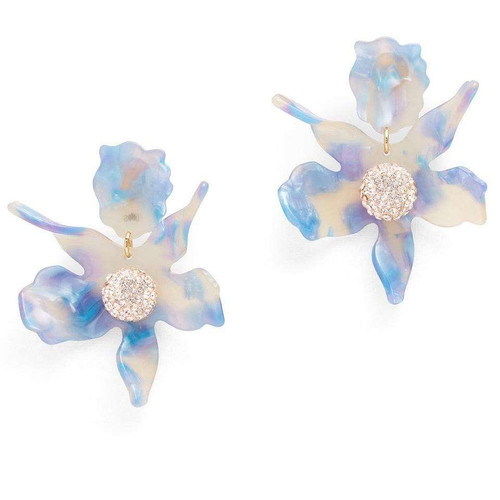 Lele Sadoughi Multi-Color Blue Crystal Lily Drop Earrings Luxe Galaxy