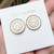 Tory Burch WHITE Double Circle Gold Logo Stud Earrings on Card