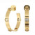 Tory Burch Milgrain Studded Logo Gold Hoop Drop Earrings