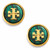 Tory Burch Green Malachite Logo Gold Stud Earrings