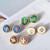 Tory Burch Semi-Precious Lapis Lazuli Logo Gold Stud Earrings