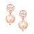 Tory Burch Rose Gold Pink Pearl Round Logo Drop Earrings on Card