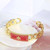 Tory Burch Red Enameled Gold Cut-out Cuff Bracelet