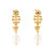 Tory Burch Gold Fishbone Pearl Drop Earrings