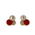 Tory Burch Red Enamel Pearl Crystal Cluster Stud Earrings