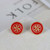 Tory Burch RED Double Circle Gold Logo Stud Earrings on Card