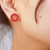 Tory Burch RED Double Circle Gold Logo Stud Earrings on Card