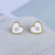 Tory Burch WHITE Heart Lacquered Logo Stud Earrings on Card