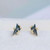 Alexis Bittar Pyramid Green and Gold Crystal Stud Earrings w/ Gift Box Luxe Galaxy