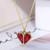 Kate Spade Red Solid Crystal Heart Gold Pendant Holiday Necklace w/ Gift Box Luxe Galaxy