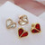 Kate Spade Red Crystal Heart Gold Stud Earrings w/ Gift Box Luxe Galaxy
