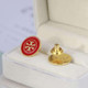 Tory Burch RED Double Circle Gold Logo Stud Earrings on Card