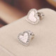 Michael Kors Pave Silver Tone Logo Heart Charm Stud Earrings Luxe Galaxy