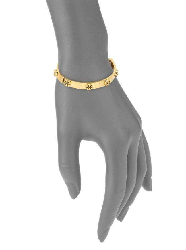 Tory Burch Milgrain Gold Logo Cuff Bracelet - Luxe Time