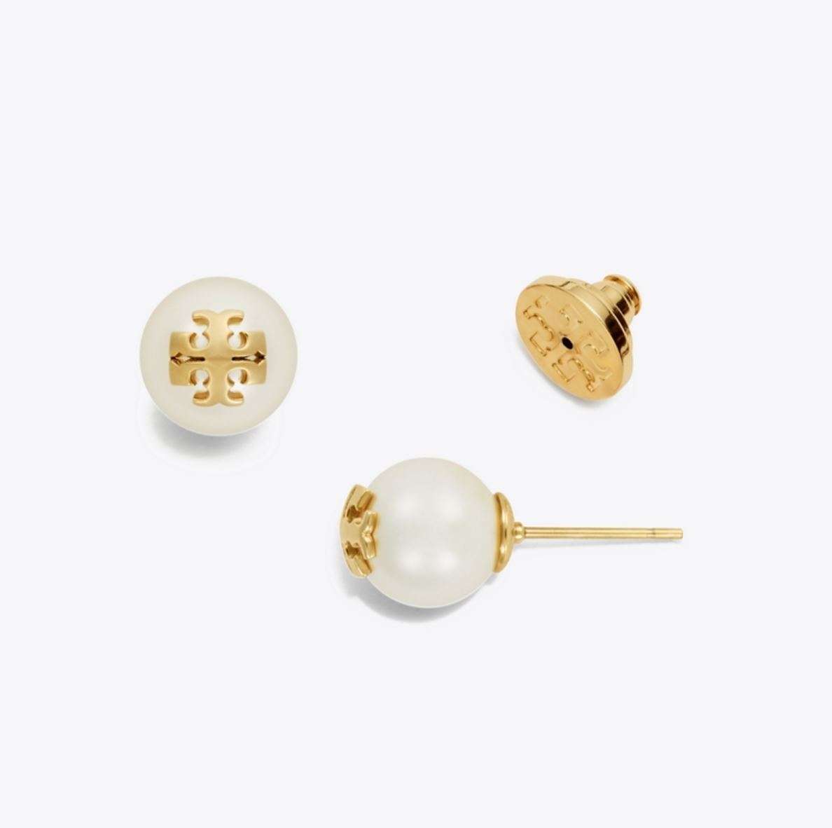 Tory Burch Crystal Pearl Stud Earrings