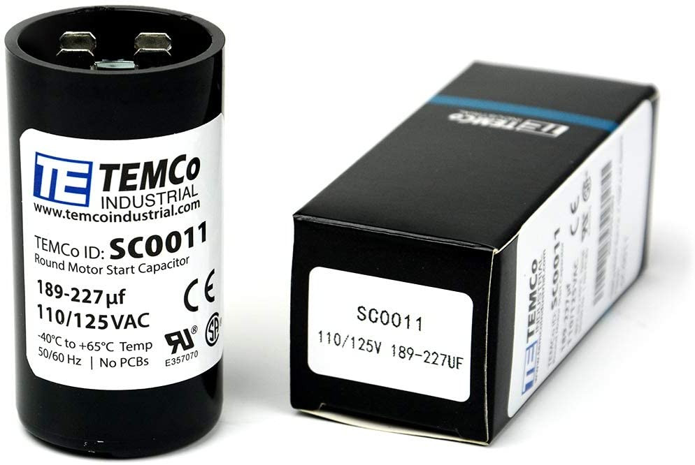 TEMCo 189-227 uF MFD CD60 Start Capacitor 110-125V AC Round | 50