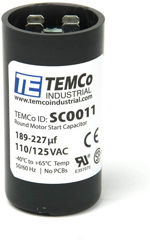 Motor Start Capacitor 189-227 µF 250V AC Round 45x85mm CD60 - For AC Motors, Pumps, Compressors