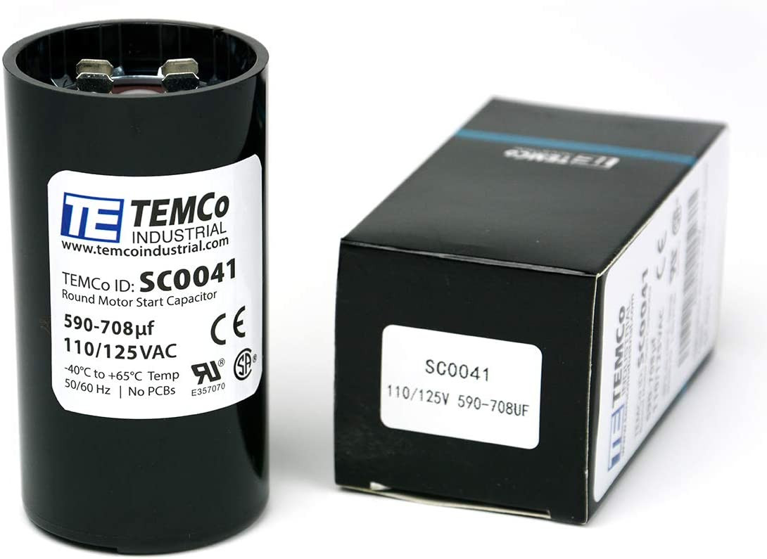 TEMCo 590-708 uF MFD CD60 Start Capacitor 110-125V AC Round | 50 TEMCo 590-708 uF MFD CD60 Start Capacitor 110-125V AC Round | 50