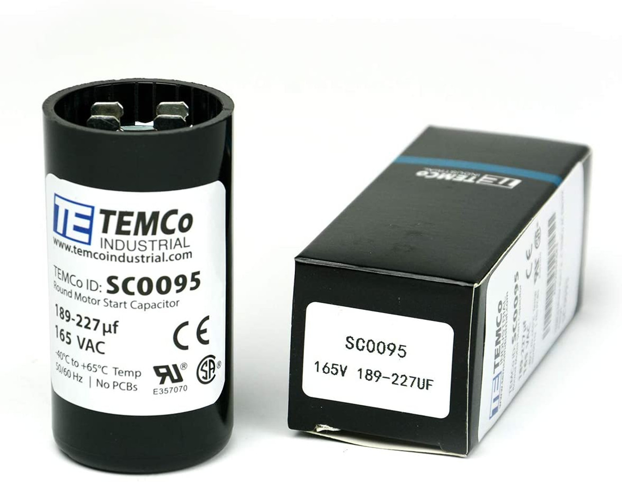 TEMCo 189-227 uF MFD CD60 Start Capacitor 165V AC Round | 50/60 Hz