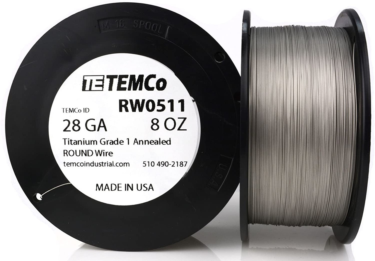 Titanium Wire 28 AWG RW0511 - 8 oz 2049 ft Surgical Grade 1 Non-Resistance  AWG - TEMCo Industrial