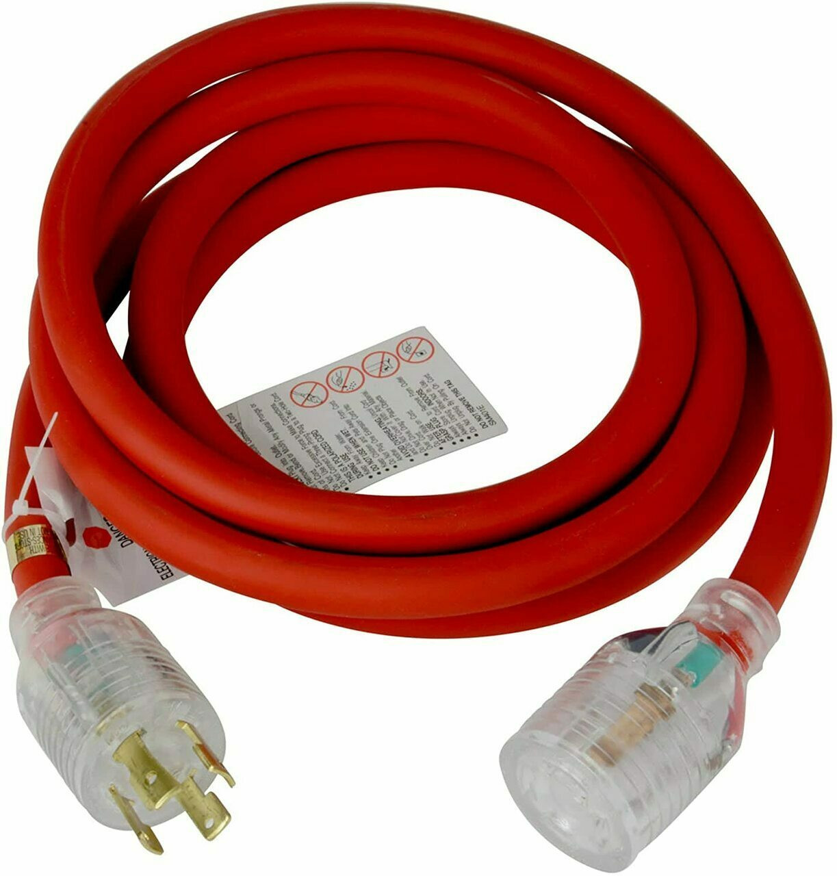 Cold Weather Generator Extension Power Cord - 30 ft. Red