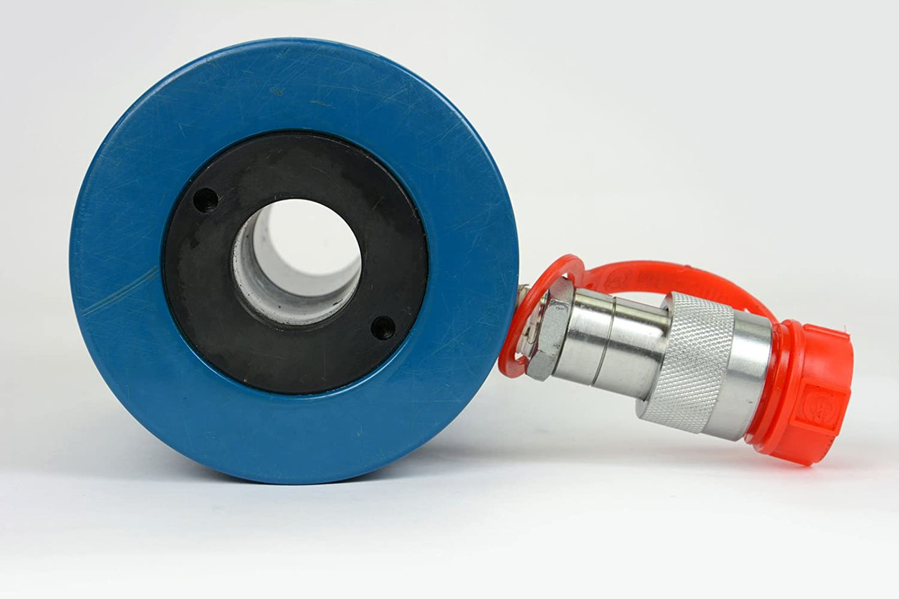 TEMCo 60 Ton Hollow Hydraulic Cylinder Ram - 2 Inch Stroke With 5 Year Warranty