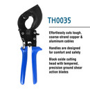 TEMCo TH0035 Ratcheting Cable Cutter - Cuts up to 500 MCM (240mm²)