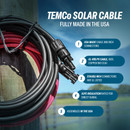 10 AWG Solar Wire Extension 25 Ft Black + 25 Ft Red with Staubli MC4 Connectors - Made in USA