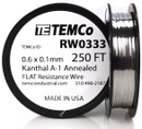0.6 x 0.1 mm 250 ft Kanthal A-1 flat ribbon resistance wire.