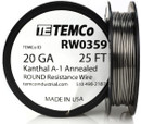 20 AWG 25 ft Kanthal A-1 round resistance wire.