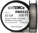 Titanium Wire 32 AWG RW0525 - 500 FT 0.79 oz Surgical Grade 1 Non-Resistance AWG