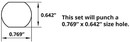 Double D Punch Die Set 0.769 inch x 0.642 inch Knockout Hole w/ Case
