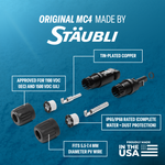 12 AWG Solar Wire Extension 100 Ft Black + 100 Ft Red with Staubli MC4 Connectors - Made in USA