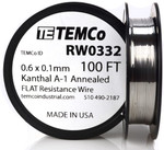 0.6 x 0.1 mm 100 ft Kanthal A-1 flat ribbon resistance wire.