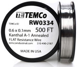 0.6 x 0.1 mm 500 ft Kanthal A-1 flat ribbon resistance wire.