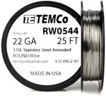 Stainless Steel Wire 22 AWG RW0544 - 25 FT 0.69 oz SS 316L Non-Resistance AWG